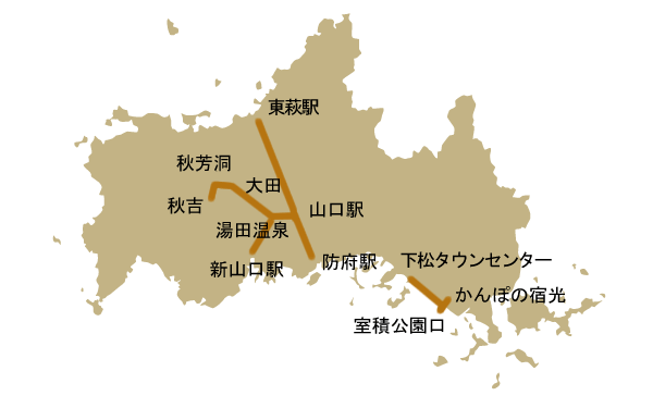 中国ジェイアールバス株式会社路線地図